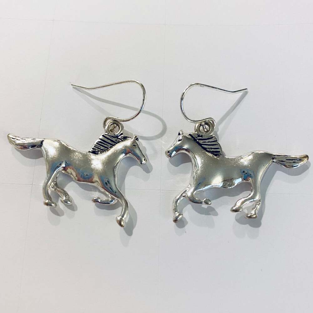 Silver Horse Drop Earrings*